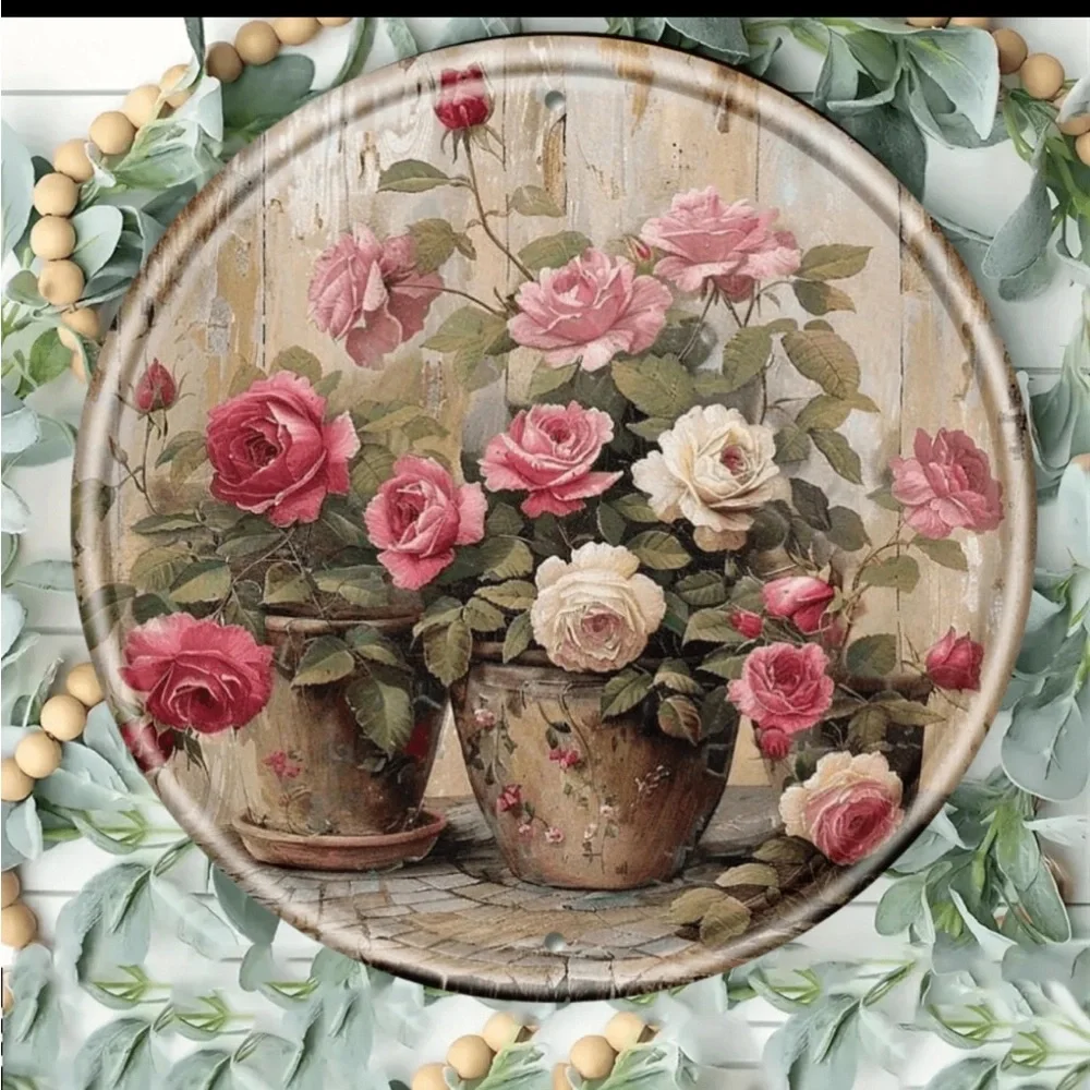 Vintage Eternal Rose Metal Wall Decor NEW 🏷️